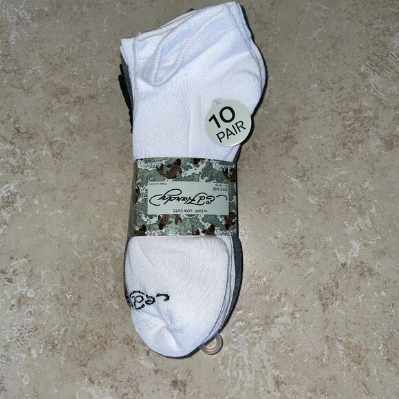 ADULT ED HARDY 10 PAIR LOW CUT WHITE BLACK & GREY SOCKS NEW - Picture 1 of 4